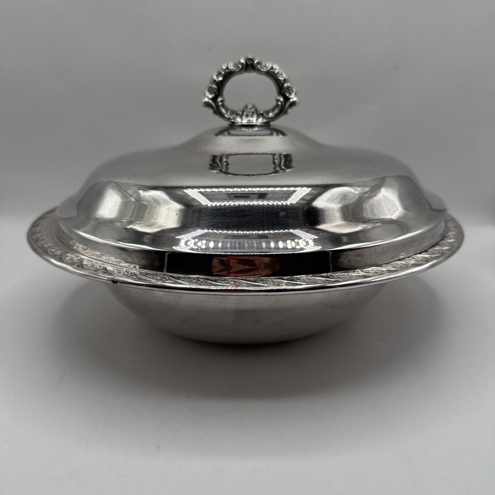 Wm. Rogers & Son Spring Flower Silverplate Lidded Serving Dish #3062
