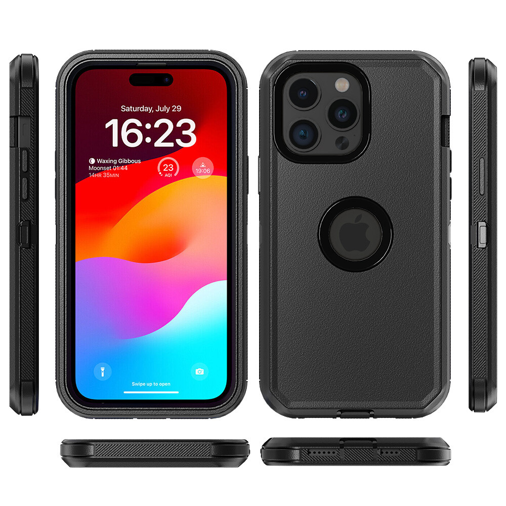 For iPhone 15 Pro Max 15 Case Shockproof Cover+Tempered Glass Screen Protector
