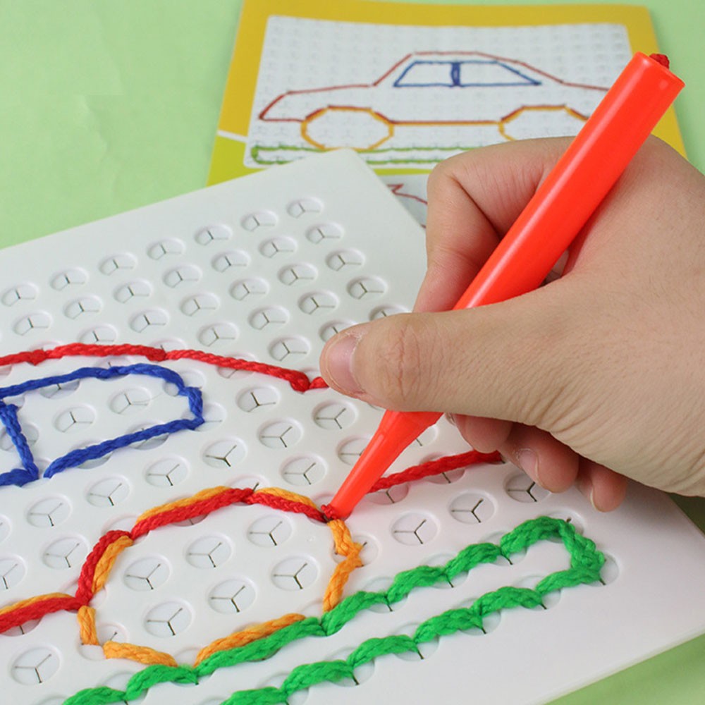 Sensory Thread Board Colorful Threading Toy Calm Down Threading Board TL