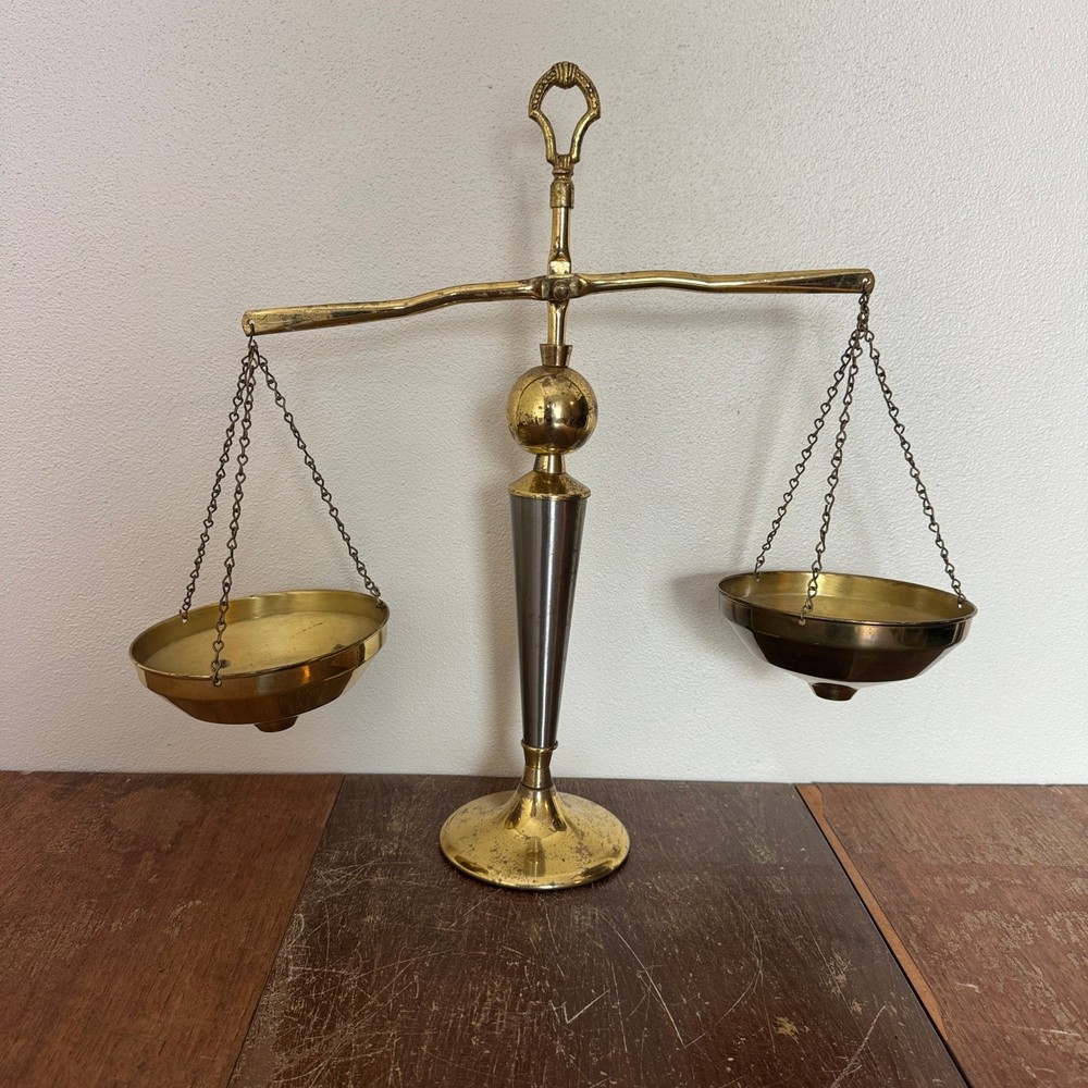 Vintage Antique? Solid Brass beam balance scale Distressed Decor only