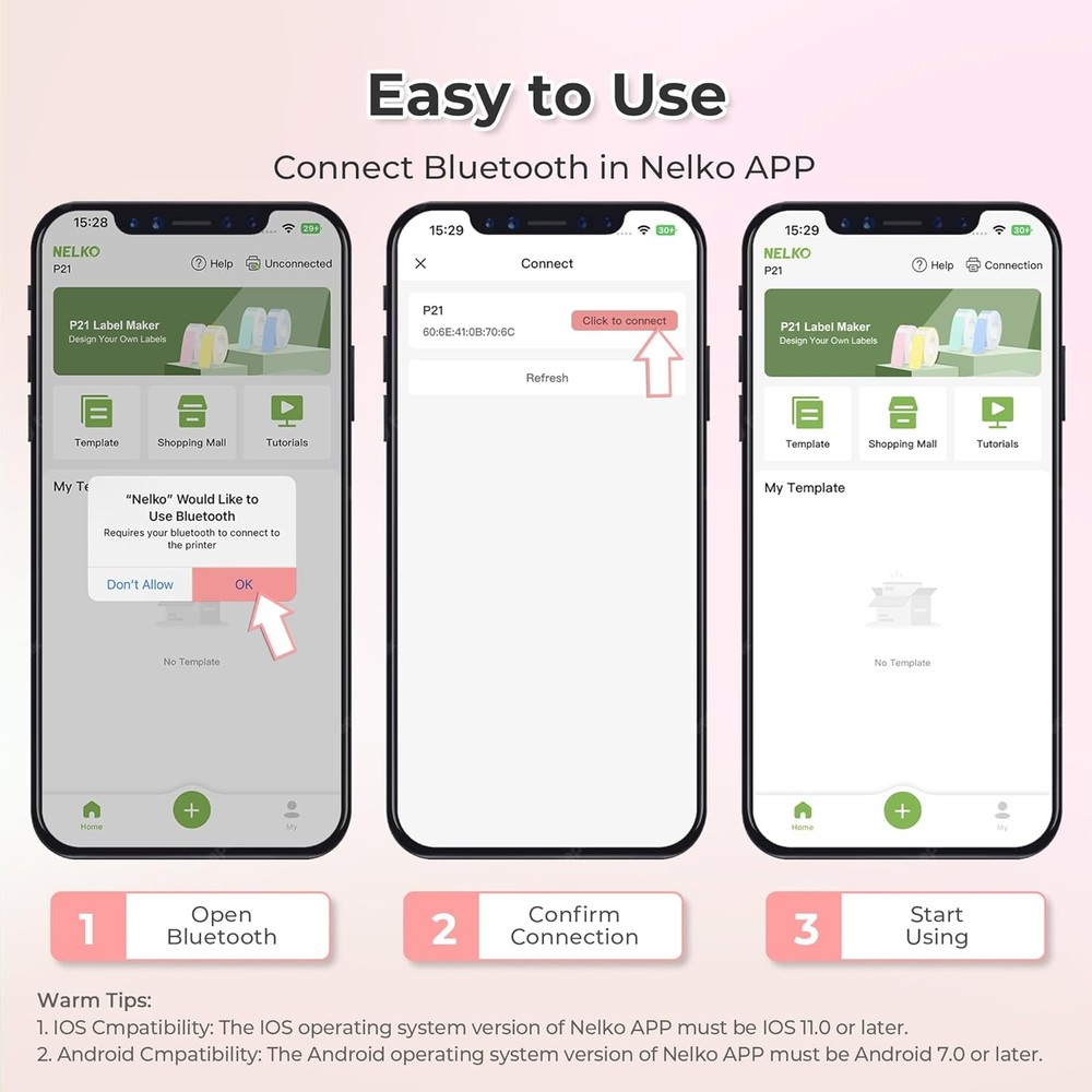 Label Maker Machine w/ Tape,P21 Bluetooth Label Printer,Wireless Mini Label Make