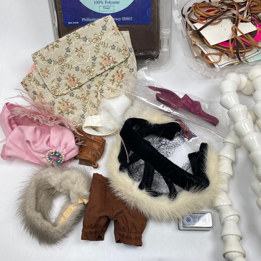 Assorted Parts, Accessories and Fabric For Doll Makers