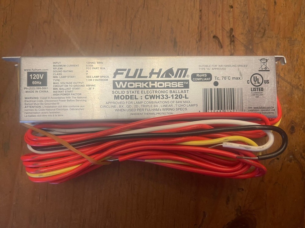 FULHAM WorkHorse Solid State Electronic Ballast Model: CWH33-120-L
