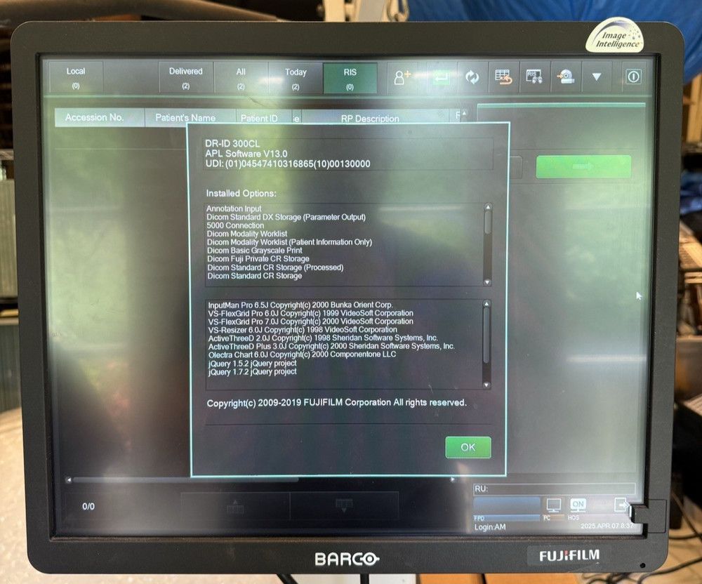 Fuji Prima T CR Reader w/ FDX Computer (Windows 10) & Two Cassettes - DOM 2011