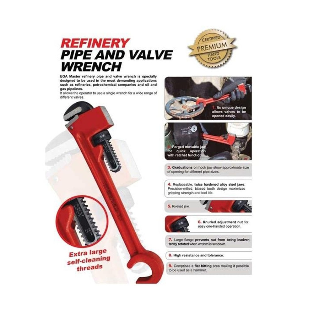 REFINERY PIPE AND VALVE WRENCH 8"
