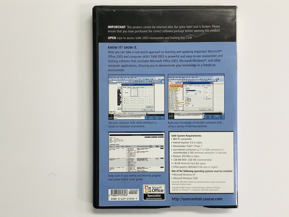 SAM 2003 Assessment & Training Version 3.0 Student edition (PC CD-ROM) w/Key VG