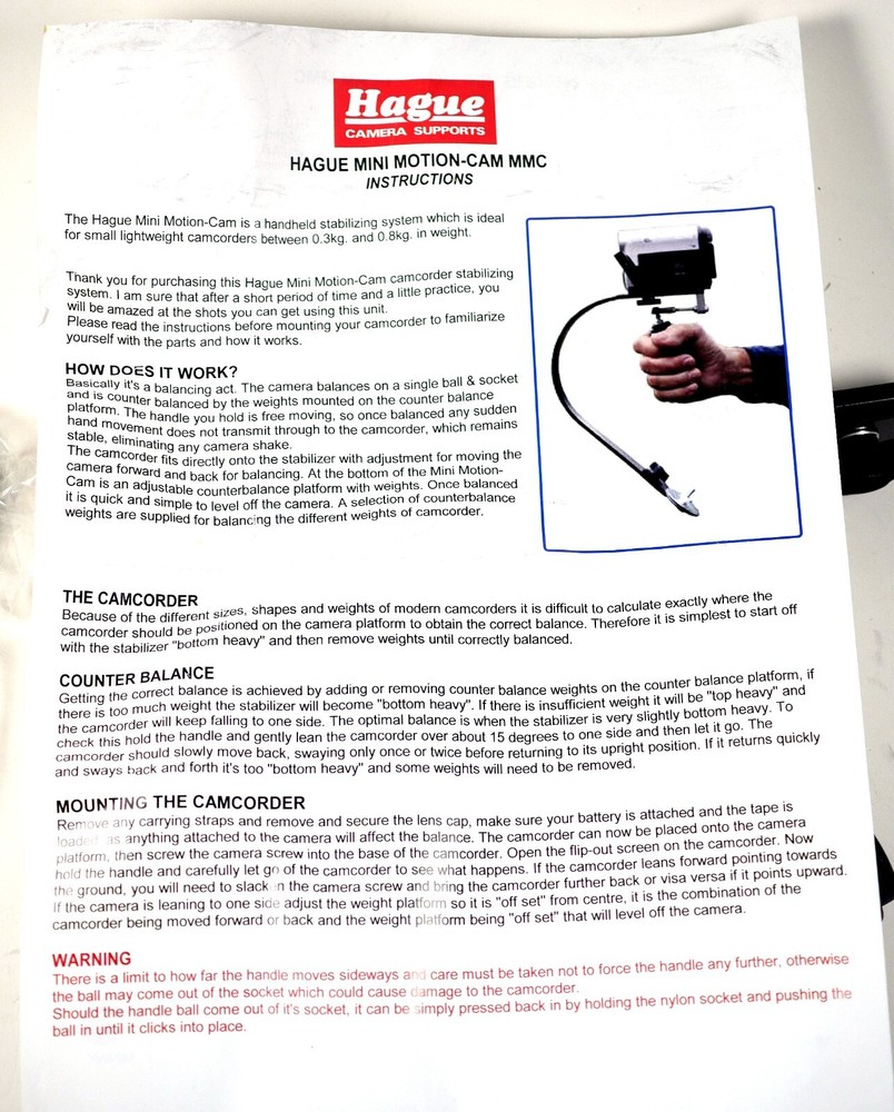 Hague camera Stabilizer Mini Motion-Cam MMC