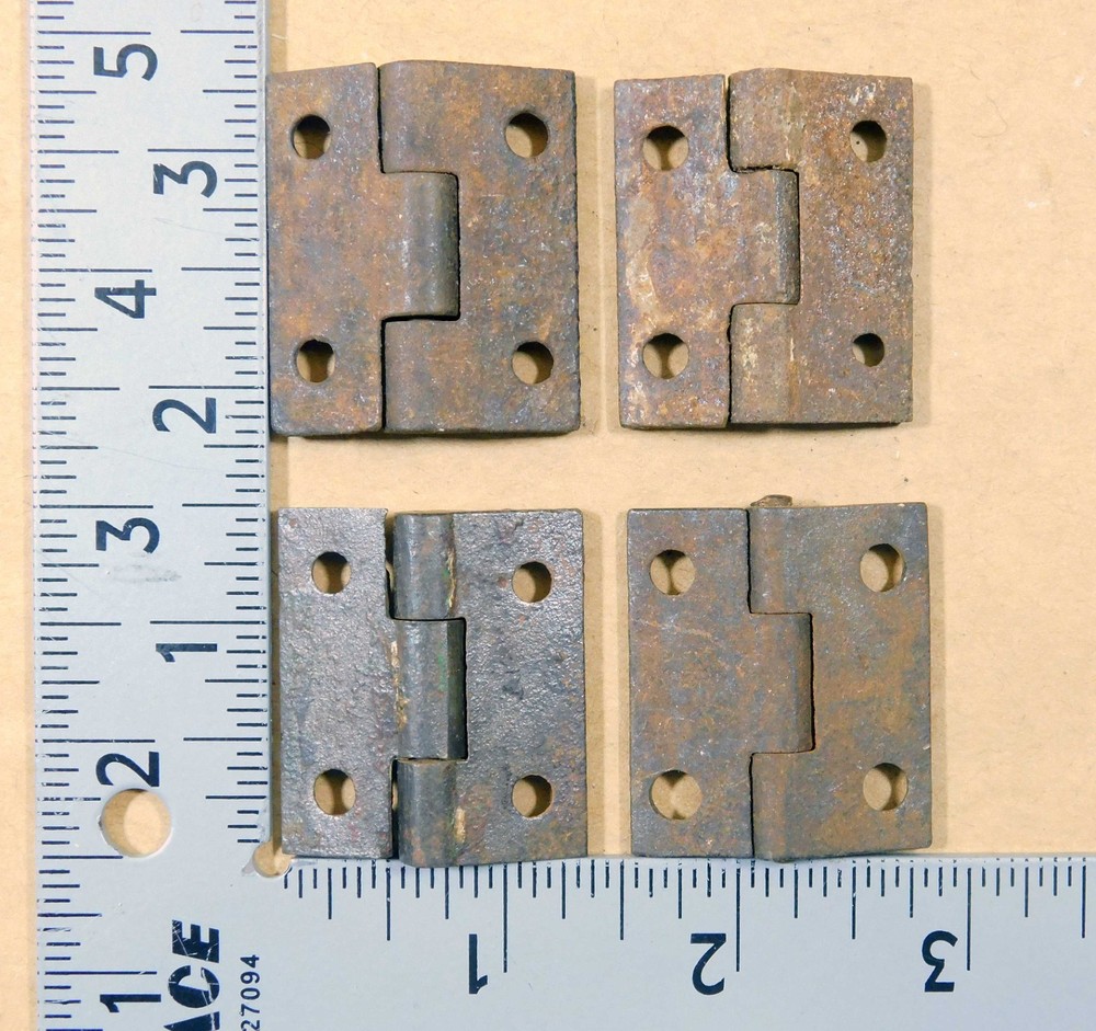 Small original antique cast iron butt hinges