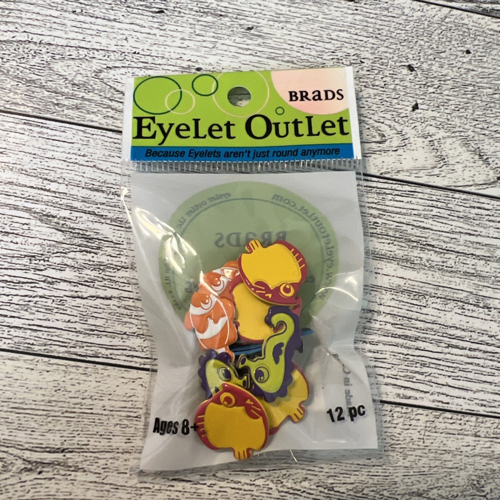 EyeLet OutLet Shape Brads 12/Pkg Funky Fish
