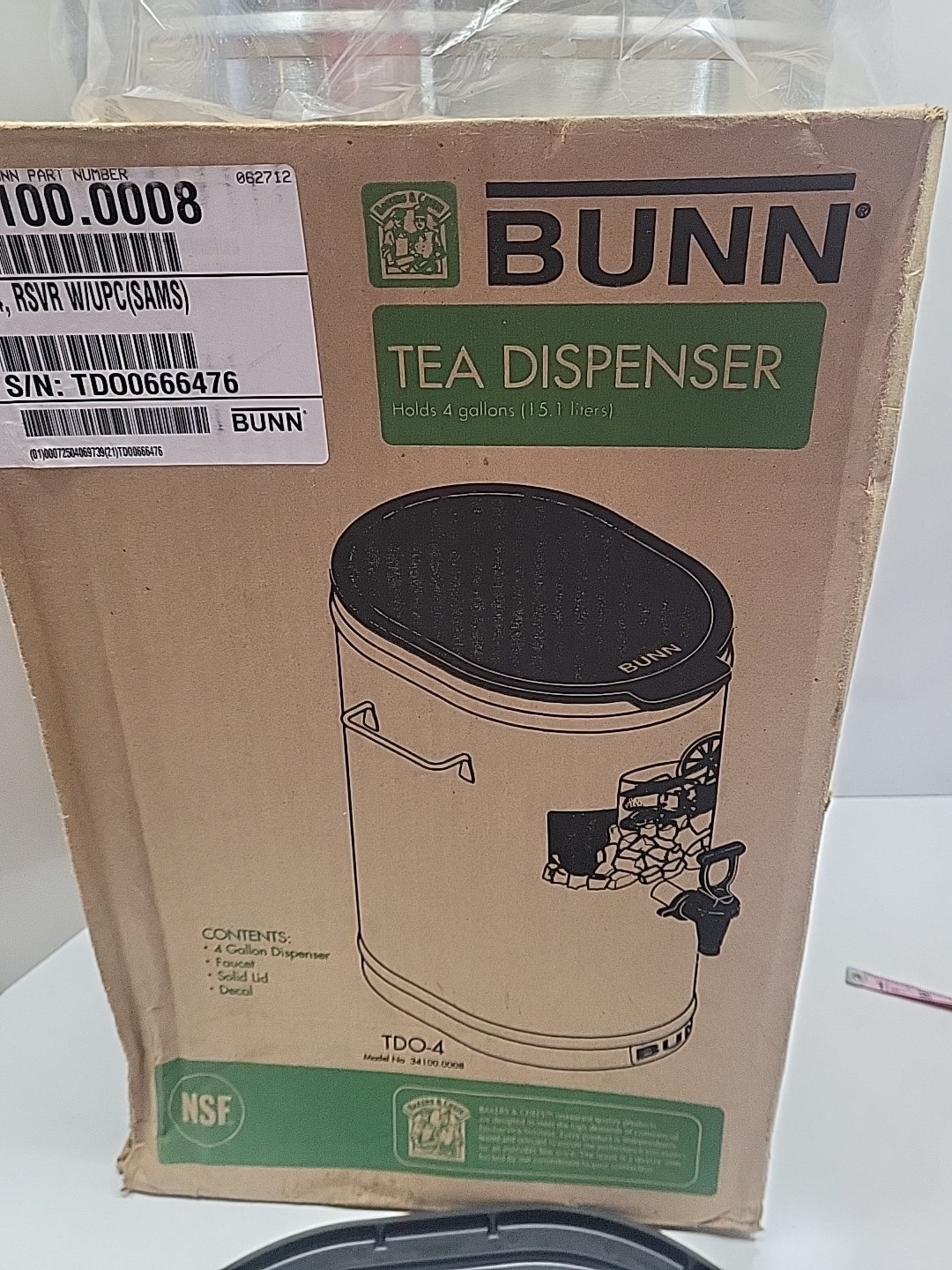 Bunn TDO4 4 Gallon Commercial Iced Tea / Coffee Dispenser Stainless Steel NEW OS