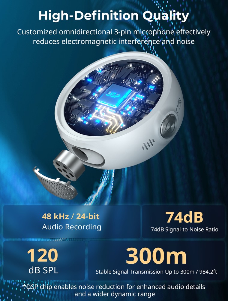 SmallRig S60 Wireless Lavalier Microphone with USB C for iPhone, for Android