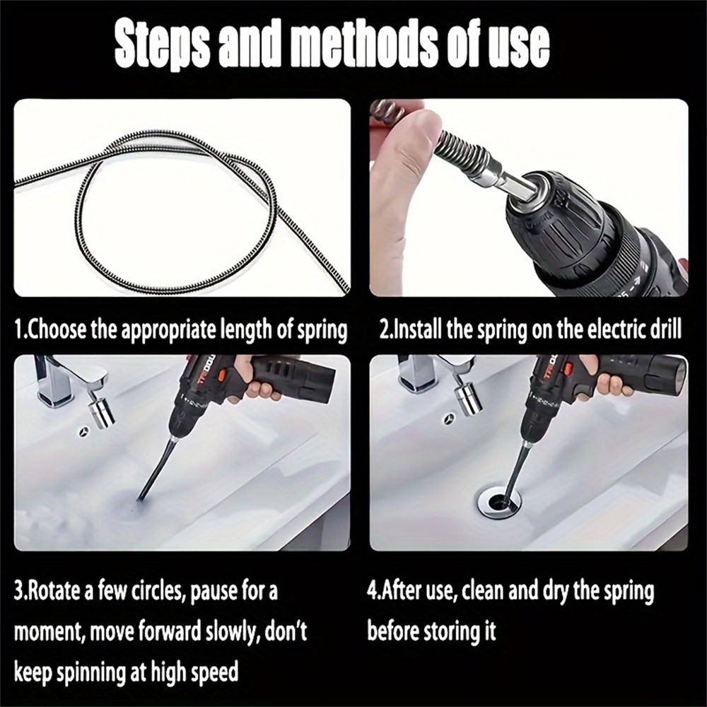 1m Sewer Dredging Spring Sink Cleaning Spring Pipe Cleaner Kitchen Drain Tools