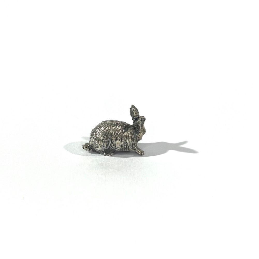 vintage solid silver rabbit miniature , hallmarked figurine