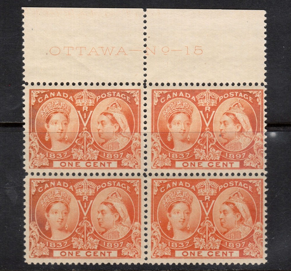 Canada #51 Very Fine Never Hinged Plate #15 Top Block