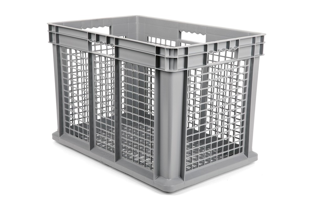 24 x 16 x 16 (1 Pack) Mesh Straight Wall Handled Storage Container Tote, Gray