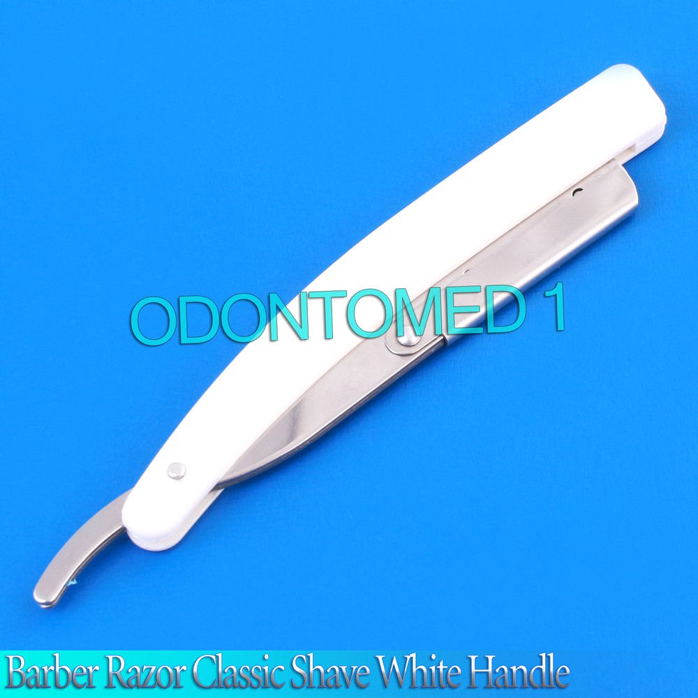 Straight Barber Razor Classic Shave White Handle