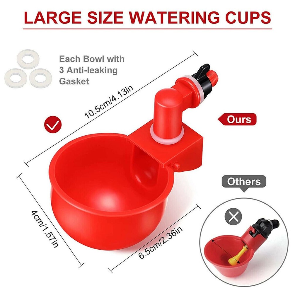 6 PCS Automatic Water Cups Poultry Drinker Waterer Chicken Duck Quail Drinking