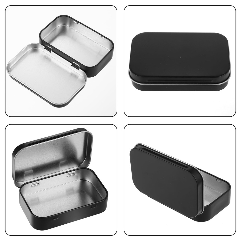 Ouligay Black Metal Rectangular Empty Hinged 3.5 x 2.17 x 0.5 inches,