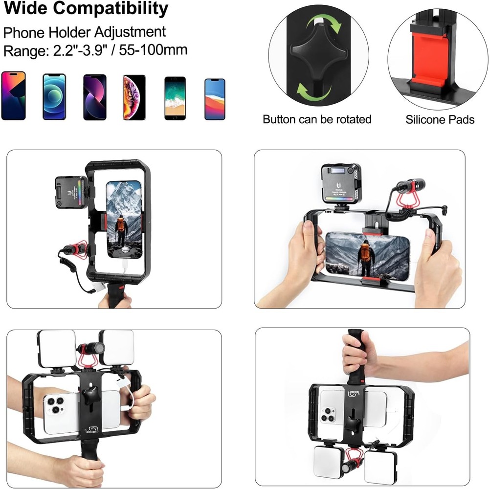 Universal Smartphone Vlogging Rig Handheld Grip Stabilizer Tripod Mount Mobile