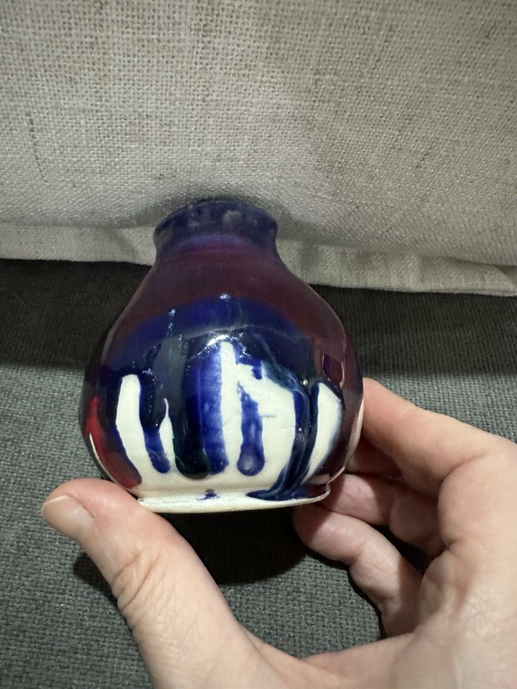 Blue Glaze Studio Pottery Bud Vase Home Decor