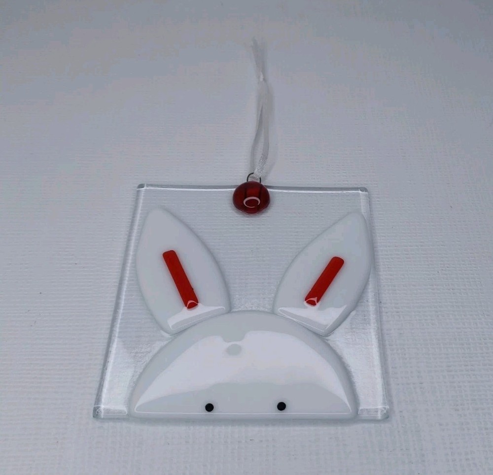Clear Glass Bunny Rabbit Easter Decor Suncatcher
