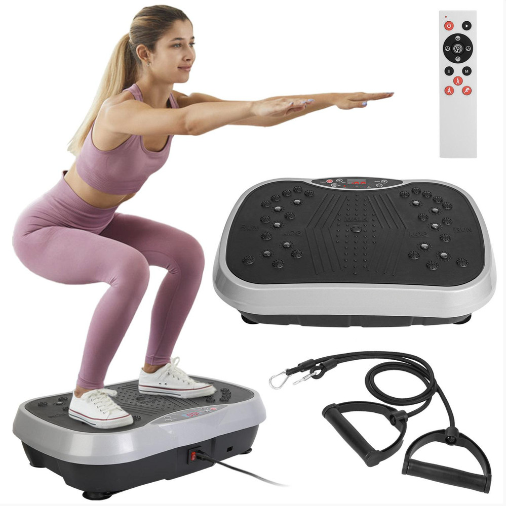 Vibration Exercise Machine w/ Resistant Bands Remote Control Whole Body Platform