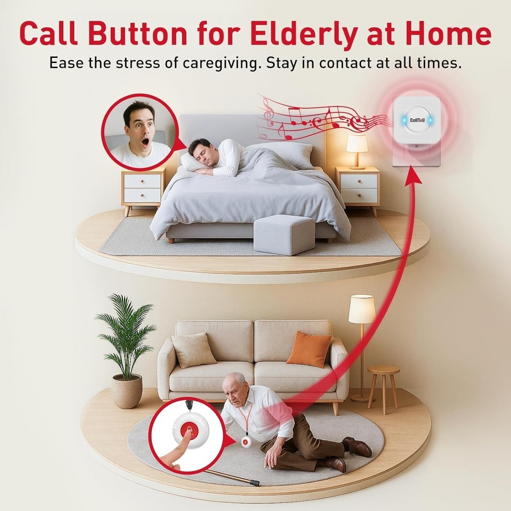 Touch Control Wireless Caregiver System - 500 Ft Range & Easy Volume Adjust
