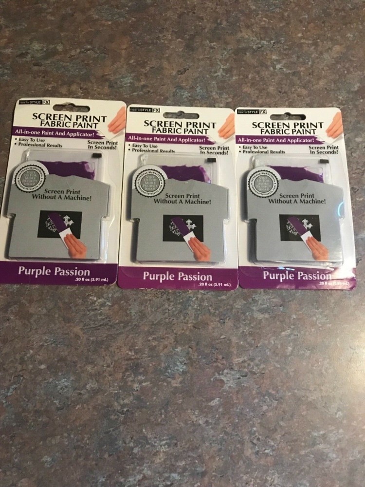 3 packsScreen Print Fabric Paint and applicator PURPLE