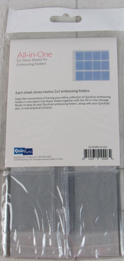 QuicKutz All-in-One EZ-Store Sheets for Embossing Folder, 4 Sheets, EZ-EF4PK-2x2
