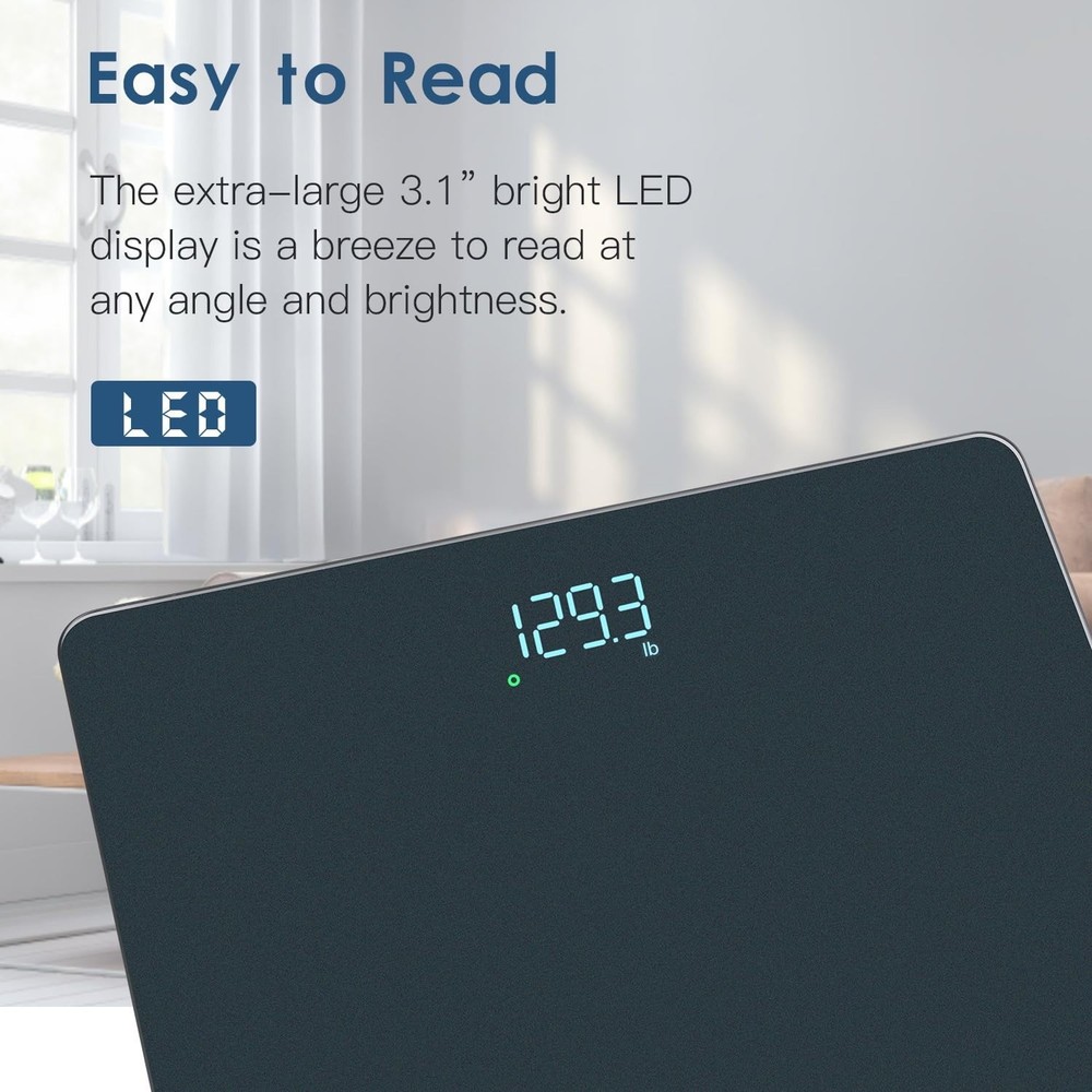 Step-On Bathroom Scale with 400lb Capacity & Backlit LED Display in Pacific Blue
