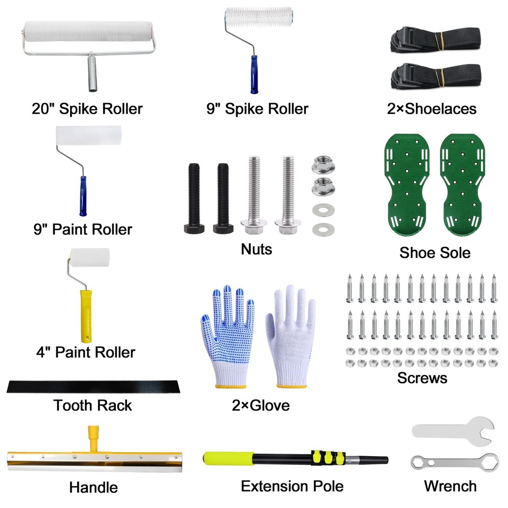 Self-Levelling Cement Tool Kit, Epoxy Floor kit, Spike Roller for Self Leveli...