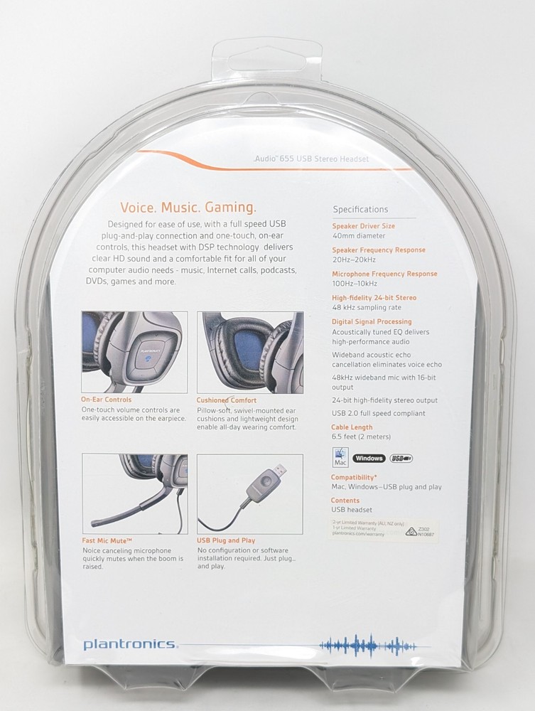 Plantronics Audio 655 DSP Black Headband Headset New Sealed