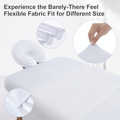 Massage Table Cover Set, Microfiber Material, Pocket-Style Blanket White