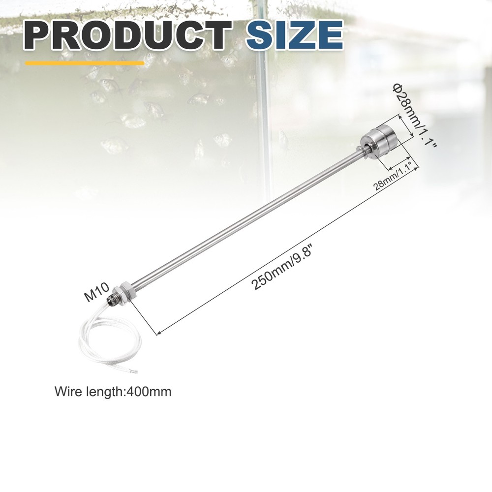 Float Switch 250mm Rod 0.5A Vertical Single Float for Pump/Alarm 1 Pcs