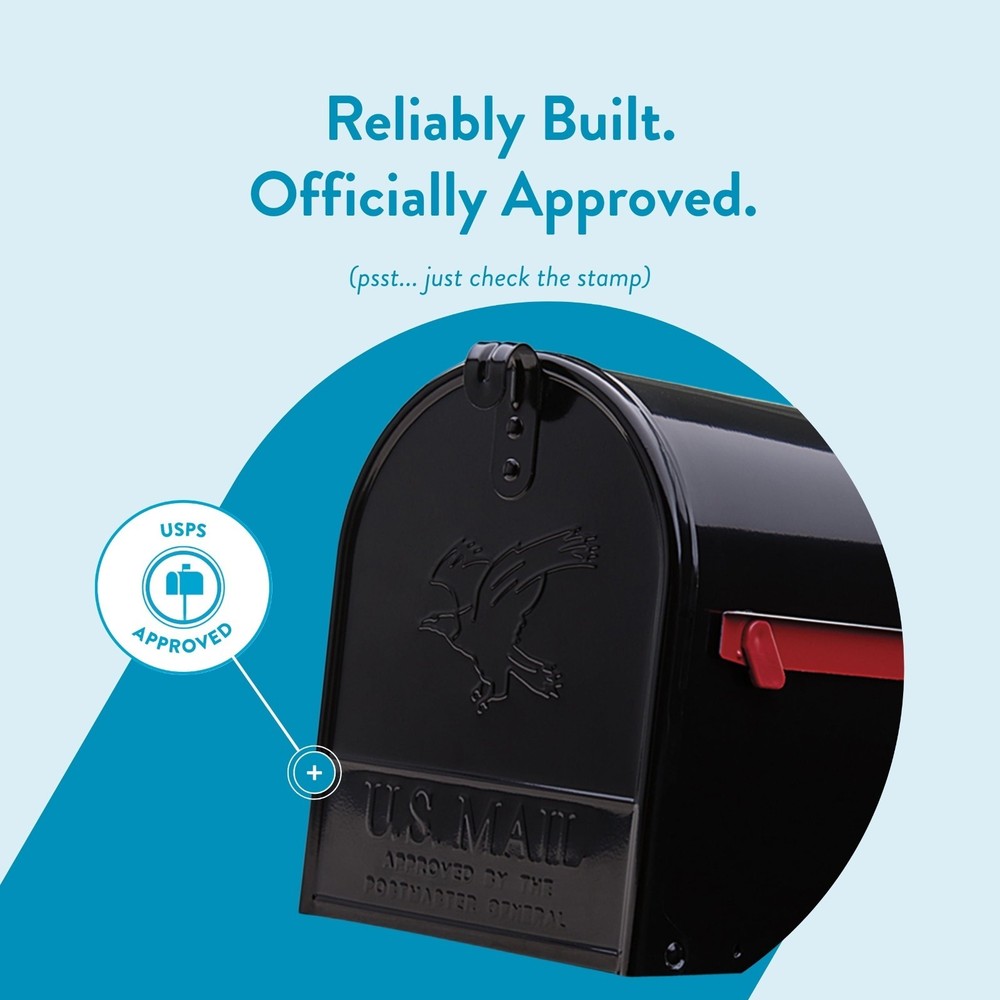 Architectural Mailboxes Galvanized Steel Large Mailbox Black Elite Single