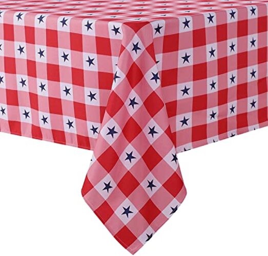 American Checkered Rectangle Table 84" x 60" (Rectangular) Chercked Stars
