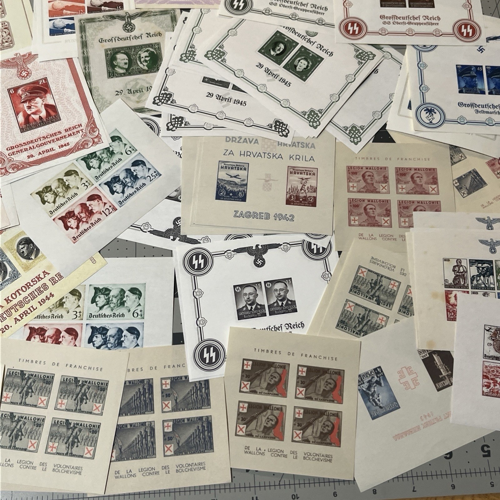 X5 Nazi Germany Souvenir Sheet Stamps Third Reich WWII WW2 Military