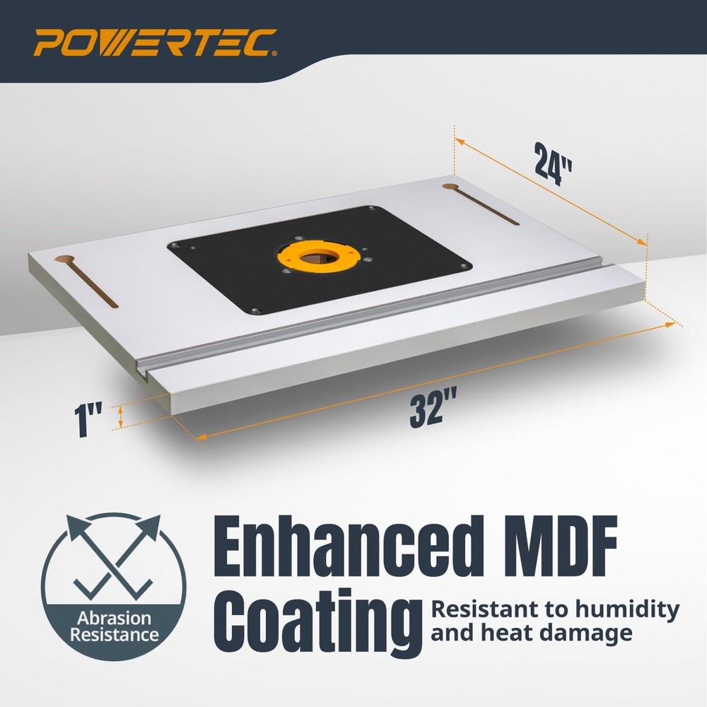 POWERTEC 24" x 32" Benchtop Router Table with Insert Plate – Router Table Top