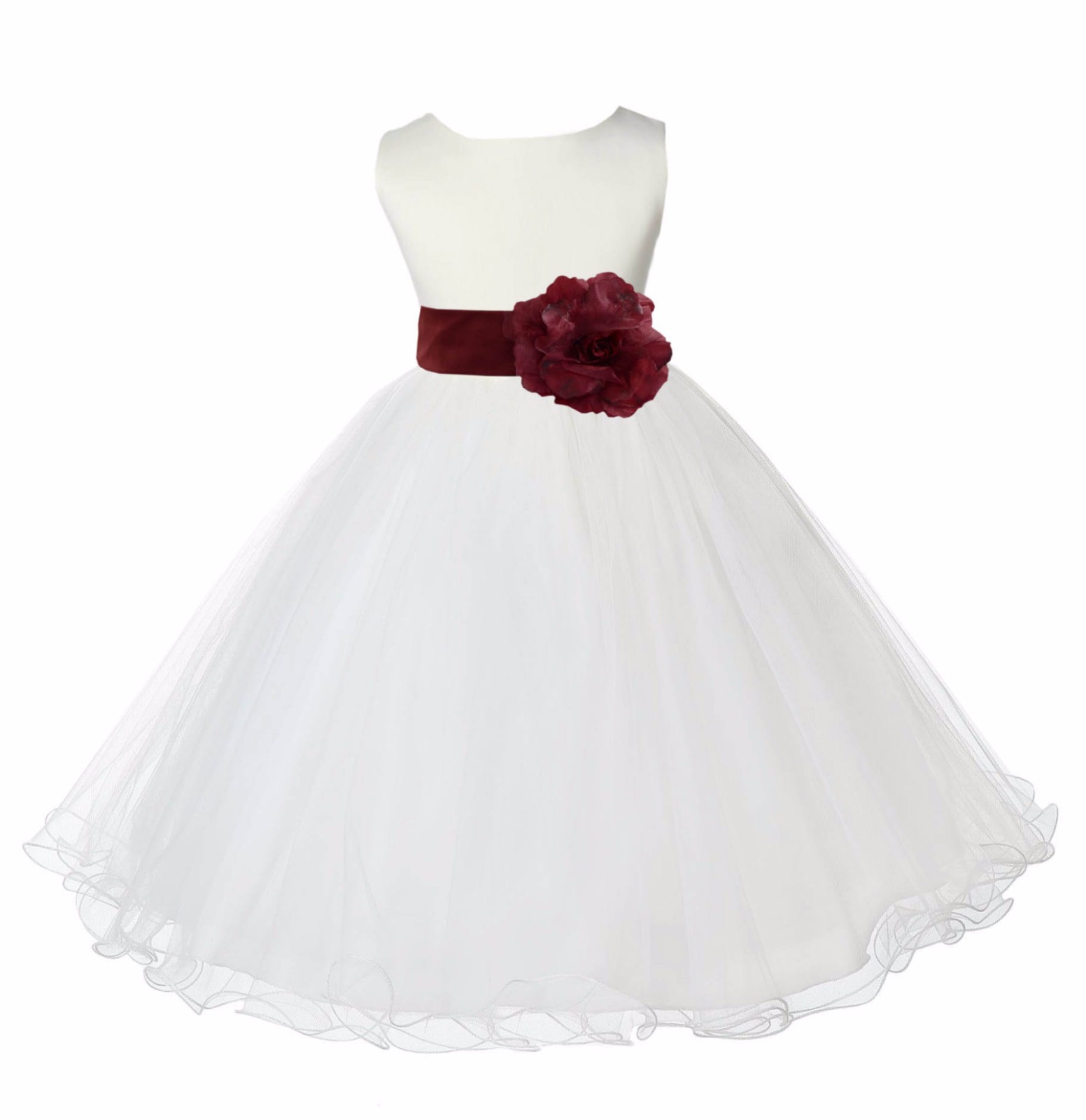 IVORY WEDDING BRIDESMAID FORMAL GOWN FLOWER GIRL DRESS TULLE 12M 2 3 4 6 8 10 12