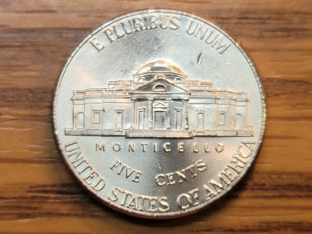 2021P Jefferson Nickel with Feeder Finger Scrapes.