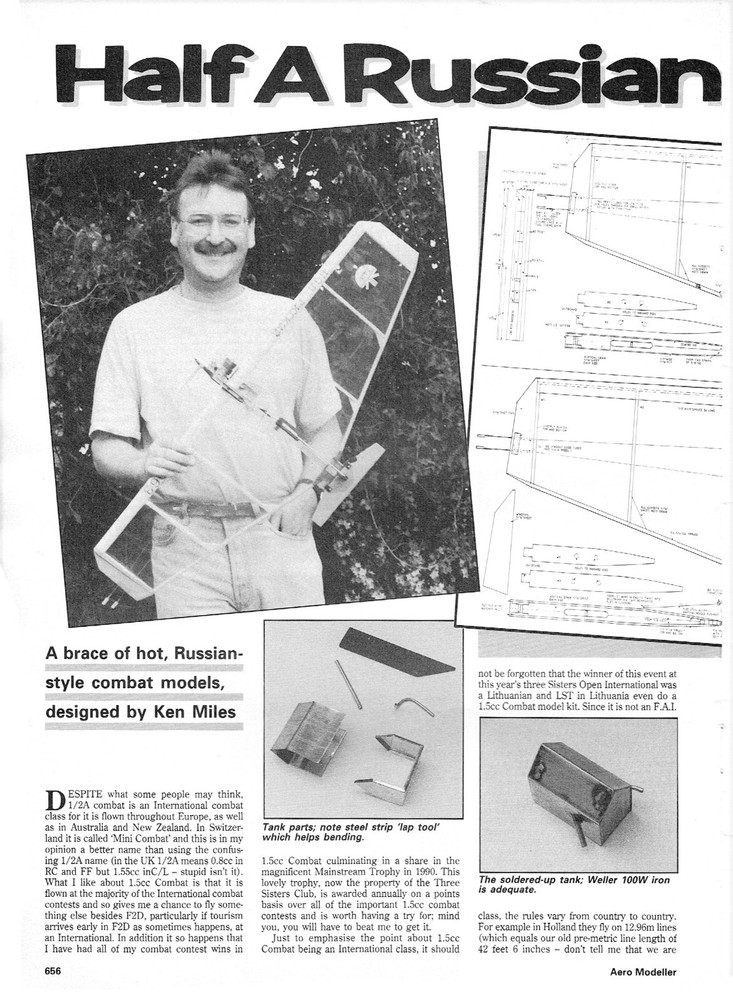 Model Airplane Plans (UC): Half-A Russian & Rasputin 36" Combat Models for 1.5cc