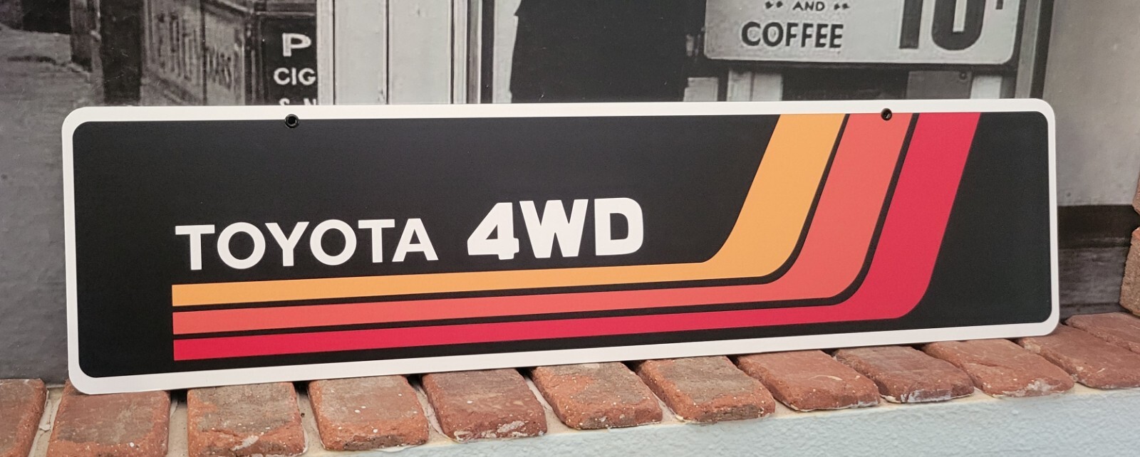 Toyota Vintage racing stripes aluminum sign  6" x 24"