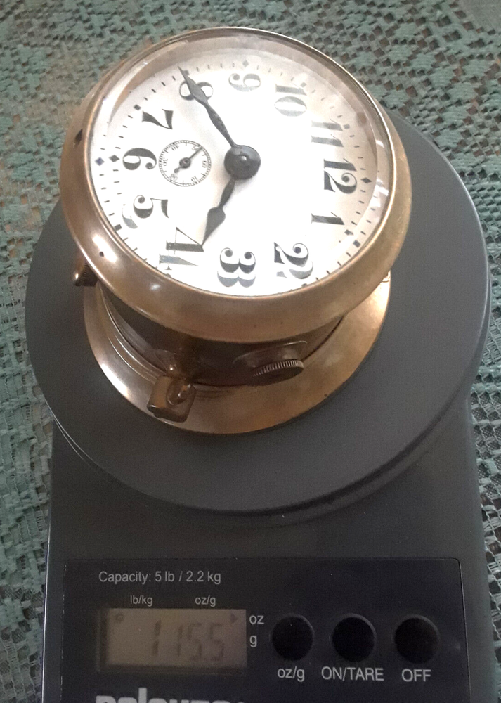 VTG ANTQ Solid Brass Maritime Ship Bulkhead Mech Wind Deck Clock◇XLT◇U.S., WWII?