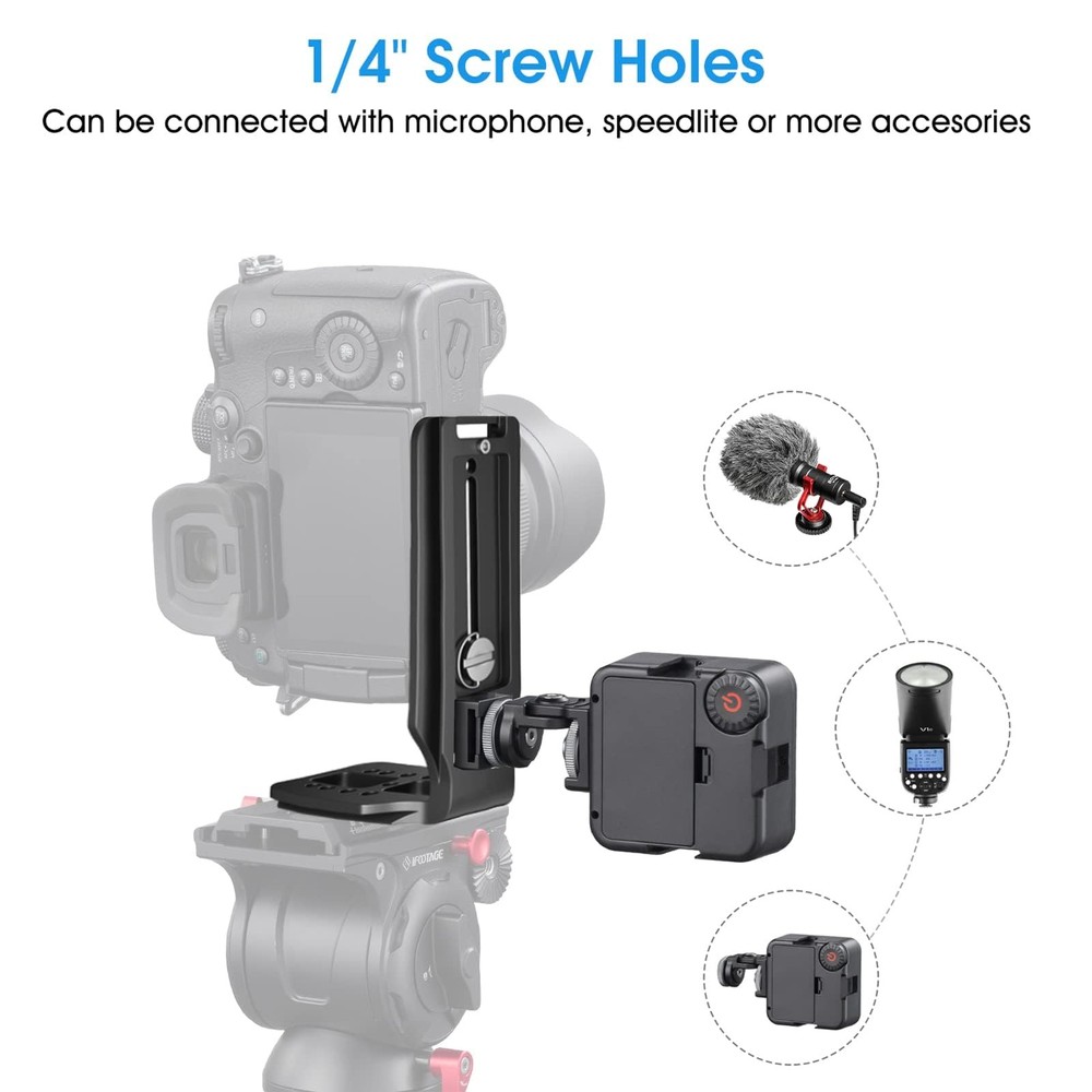 DSLR Camera L Bracket Vertical Horizontal Switching Tripod Quick Black