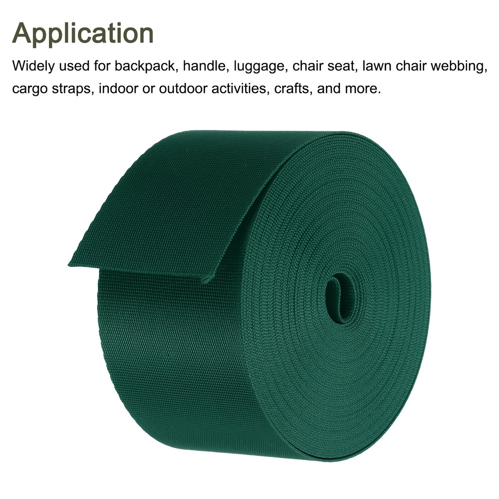 Flat Nylon Webbing Strap 2 Inch 10 Yards Dark Green for Backpack
