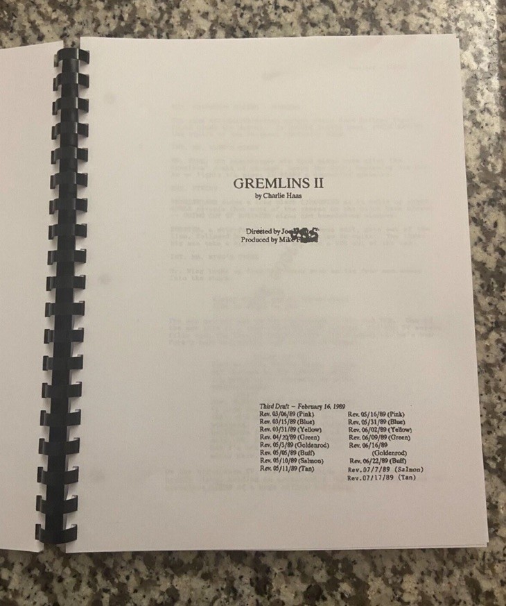 Gremlins 2 Horror Movie Script Reprint Autograph Full Screenplay