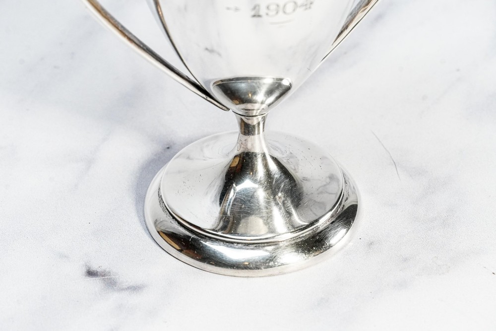 Gleaming Double Handle Antique Sterling Silver Small Trophy Cup