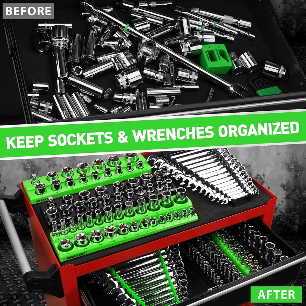 10-Piece Magnetic Socket and Wrench Storage Set, Toolbox Storage Accessories