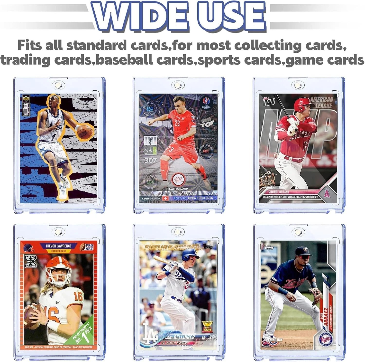 100-Pack Magnetic Trading Sports Card Holders 35pt One-Touch Hard UV Protection