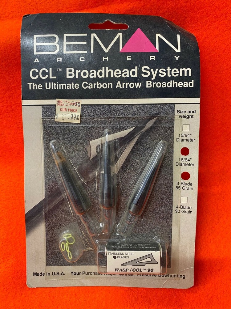 Beman CCL Broadhead System made by WASP 3 pack 85 grain